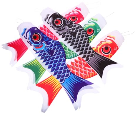 Japanische Karpfenflagge 5 Stück Satin 55cm, Windhose Fahne