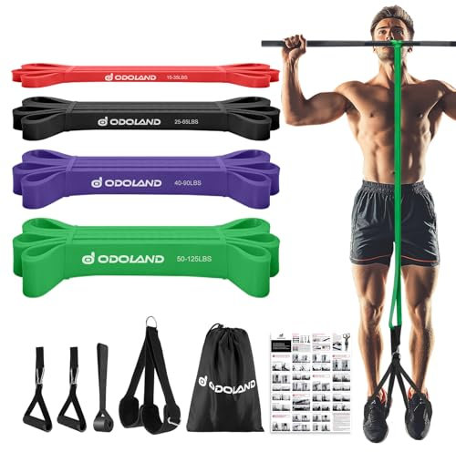 Odoland Bande Élastique Fitness avec Repose-Pieds, Bande de Résistance Durable, Élastique de Musculation, Bandes de Fitness pour la Musculation, Pilates, Yoga, Gym Entraînement