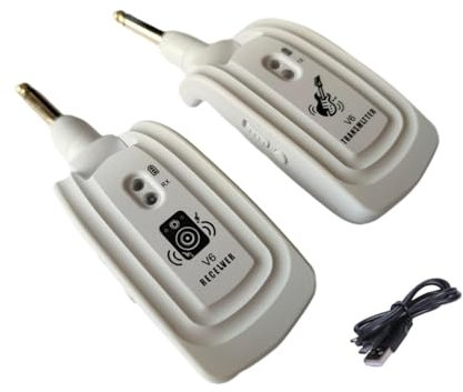 Harilla de micrófono, equipo de música, transmisor y receptor de guitarra, amplificador de guitarra inalámbrico, Blanco