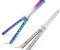 3 Stück Butterfly Trainer: Butterfly Messer zum Üben Ungeschärfte Klinge, Butterfly Kamm Edelstahl für Trainingsmesser AnfäNger-Der Flipping Tricks üBt (Schwarz + Silber + Farbe) (4)
