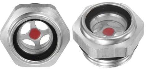 M METERXITY 2-Pack Air Compressor Oil Sight Glass, M20 x 1.5mm Toughened Glass No Leak Hex Oil Liquid Level Gauge Fittings W O-Ring for Air Compressor/Pump/Tank Sight Plug Window
