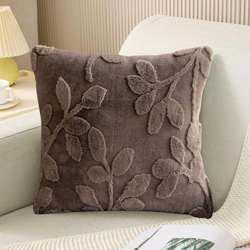 2er Set Kissenbezug 45x45 cm, Deko Wohnzimmer Boho Kissenbezüge Aesthetic Kopfkissen Sofakissen, Modern Kissenhülle 45x45 cm, Gestreiftes Muster Dekokissen Zierkissenbezug für Frühling (Braun)