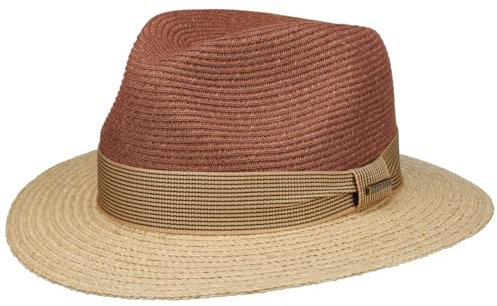 Stetson Chapeau de Raphia Twotone Traveller Homme - Soleil en Paille D'Ete Printemps-ete Ete - S (54-55 cm) Nature-Rouge