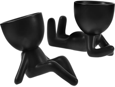 SUPVOX 2pièces Pot De Fleurs Céramique Forme Humaine Pots Décoratifs pour Succulentes Et Cactus pour Bureau Et Décoration Intérieure