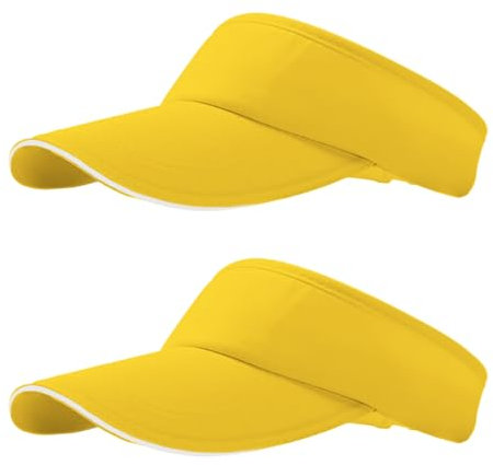 NHTJTHE Cappellino Estivo con Visiera Gialla, Traspirante e assorbe Il Sudore, con Visiera Parasole, Unisex, Regolabile, per Golf, Ciclismo, Pesca, Tennis, Corsa, Giallo., M