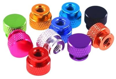 Rändelmuttern, 1 STÜCKE #4-40#6-32 Aluminium Rändelmutter Single Pass Schritt Rahmen Handfest Flanschmutter(E green,4 40)