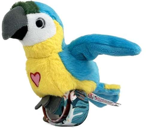 Rainbow Designs Happy Yappers Blue Parrot Interactive Plush Bird | Repeats speech, sings, flaps wings, USB rechargeable, interactive play