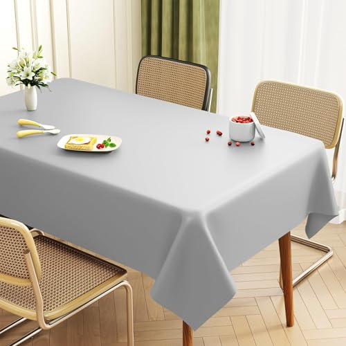 Uniclife graue rechteckige Kunststoff-Tischdecke 140×200 cm wasserdicht