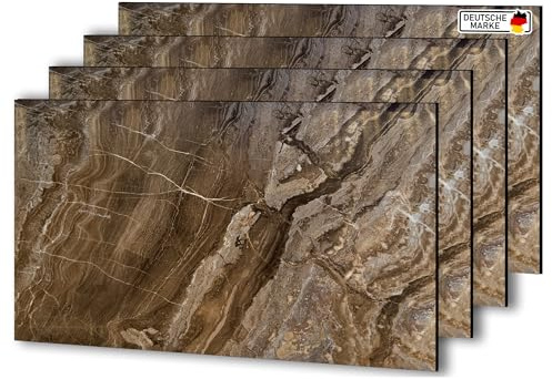 AS Country Stone Wandpaneele in Marmoroptik | 60x120 cm | 4 Stück | PVC Wandverkleidung aus Kunststoffplatten für Küche, Bad & mehr | Küchenrückwand Platte Wandpaneel | Arebesceto Brown