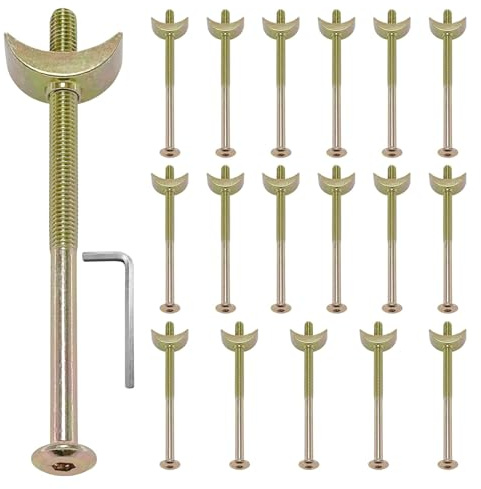 18 Pcs Bed Frame Bolts and Half Moon Nuts, M6 x 100 mm furniture bolts | Threaded Half Moon Headboard Fixings, Furniture Connectors Fasteners for Bunk Beds, Tables, Chairs and Wardrobes