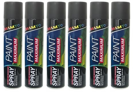 CVS2020.COM Universal Acrylic Black Spray Paint 6x 300ml – Fast Drying Solvent-Based Aerosol for Wood, Plastic Glass – UV Resistant, Weatherproof, Rust Protection for Interior & Exterior Use (6)