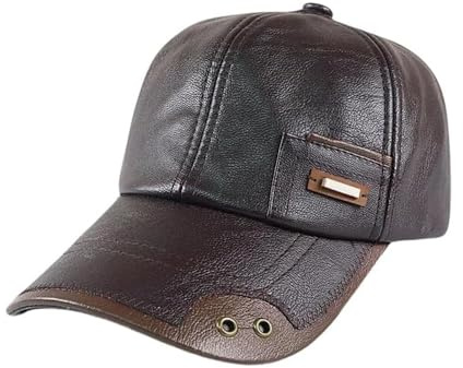 Generisch Solyge Warm Guard Cap, Men's Genuine Leather Shell Fleece Lining Adjustable Baseball Warmguard Cap
