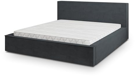 Masseno Polsterbett CELORA P 200x200 cm, Doppelbett, Bettkasten, Stauraum, Lattenrost Und Kopfteil - Graphitfarben, POSO 34