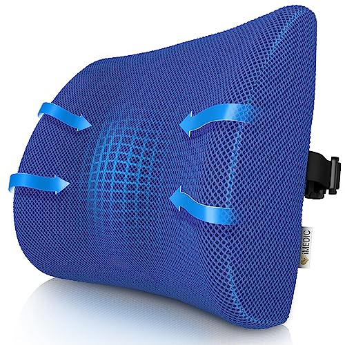 Medipaq Orthopädisches Memory-Schaum Lendenkissen – 3D-Mesh Rückenkissen zur Haltungskorrektur & Rückenschmerzlinderung – Atmungsaktives Design