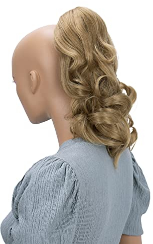 CAISHA 35cm Haarteil Helena Zopf Haarverlängerung mit Butterflyklammer Voluminös Gewellt Dunkelblond H102