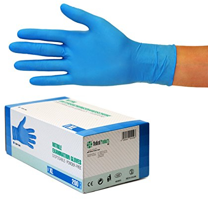 Guanti in Nitrile, 200 pezzi scatole (XL, Blu), guanti da visita monouso, senza polvere, guanti per la pulizia, cucina sanitaria, pulizia della cucina, senza lattice, pulizia sicurezza manipolazione d