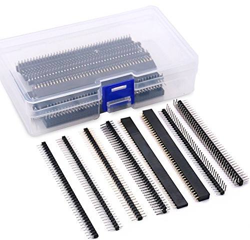 GLARKS 40pcs 2.54mm Male and Female Pin Header Connectors 8 Kinds Header Connector Kit for Arduino Prototype Shield