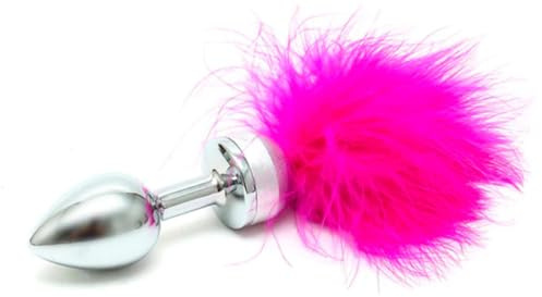 Rimba Bondage Play Edelstahl mit Feder Buttplug, Rosa/Silber, Ø 3 x 7,3 cm