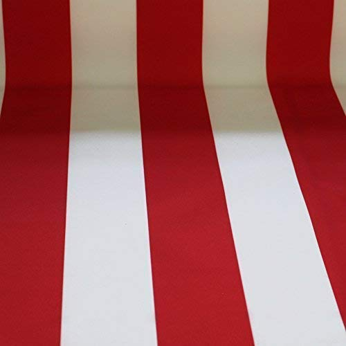 NOVELY® Sunrise Oxford 420D Markisenstoff | extrem reißfestes und dichtes Gewebe | UV-beständig (4-5 von 8) | Polyester Stoff Outdoor Meterware Strandkorb Zeltstoff wasserdicht W-23 Weiß-Rot