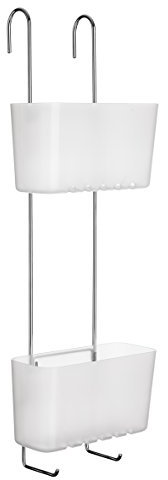 Tatay Colgador Ducha 2 Alturas | Resiste Humedad y Corrosión | Fácil Montaje Sin Taladro | 100% Inoxidable | Cesta Ducha Colgar con Drenaje Eficiente | Fácil Limpieza | 20 x 13 x 59 cm - Glacé