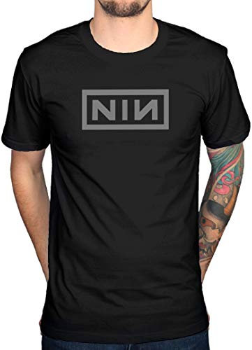 Official Nine Inch Nails Classic Grey Logo T-Shirt, Black, M
