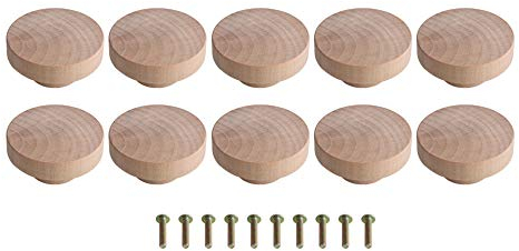 BQLZR Hölzerne Möbel Runde Pull Knob 50x25 mm Hölzerne Hardware Runde Pull Knob für Schrank Schublade Schuhkarton Schranktür Packung mit 10 Home Accessories