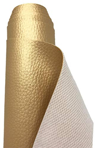 A-Express Premium Gekörnt Wasserdicht Kunstleder Gekörnt Lederimitat Texturiert Lederstoff Meterware - 100cm x 140cm (Glänzend Gold)