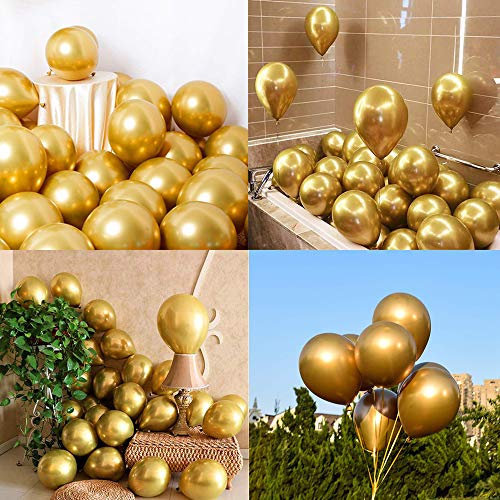 Cettkowns 50-Pack 12 Latex Metallic Balloons for Wedding Birthday Baby Shower Christmas Festival Anniversary Party Picnic or any Friends & Family Party Decorations (Metallic Gold)
