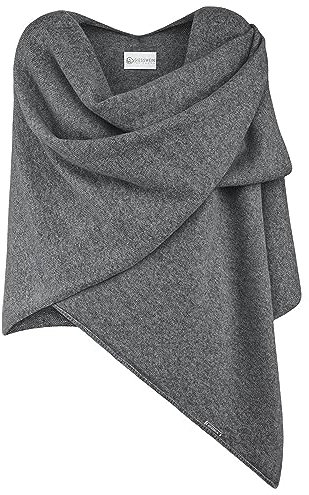 GIESSWEIN Merino Lambswool Cape - Eleganter Feinstrick Überwurf aus Lammwolle, Merinowolle Cape für Damen, XXL Umhängetuch, Poncho-Schal