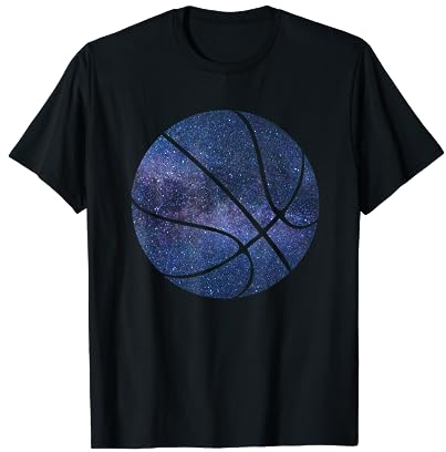Basketball Ball Weltraum Motiv Für Damen Herren Und Kinder T-Shirt
