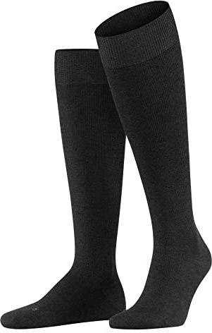 FALKE Herren Kniestrümpfe Energizing Wool M Kh Wolle Baumwolle mit Kompression 1 Paar, Grau Anthracite Melange 3080, 45-46