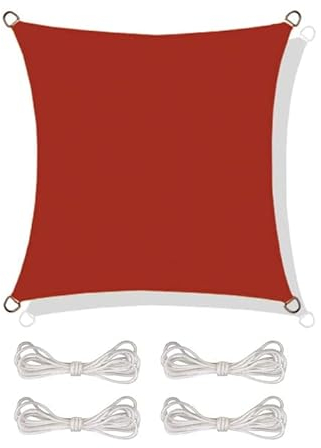 Zolta Sonnensegel Wasserdicht Sonnensegel Rechteckig 5x5 m - - UV Schutz für Patio Garten Terrasse und Balkon Sonnenschutz inkl. Befestigungsseile Dunkel Rot