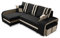 Robin York Ecksofa mit Schlaffunktion 2X Bettkasten 2X Kleine Kissen 2X Hocker Sofa L-Form Schlafsofa Freistehende Eckcouch Schlafcouch Wohnzimmermöbel Wohnlandschaft Schwarz Beige