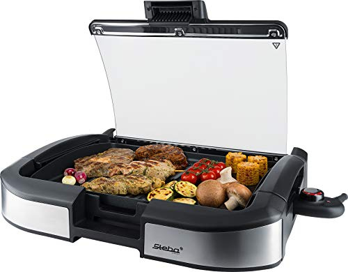 Steba VG 195 Elektro BBQ Tischgrill mit Glasdeckel | Hot Zone, Glasdeckel, Low-Fat, Regelbare Temperatur, Leicht zu reinigen