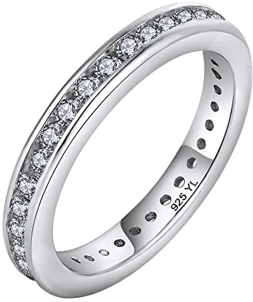 YL Ewigkeitsring 925 Sterling Silber 5A Zirkonia Verlobungsringe für Damen(Größe 58)