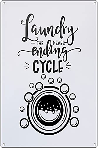 Graman Vintage Metall-Blechschild Laundry Never Ending Cycle Room Decor Aluminium Metallschild 30,5 x 40,6 cm