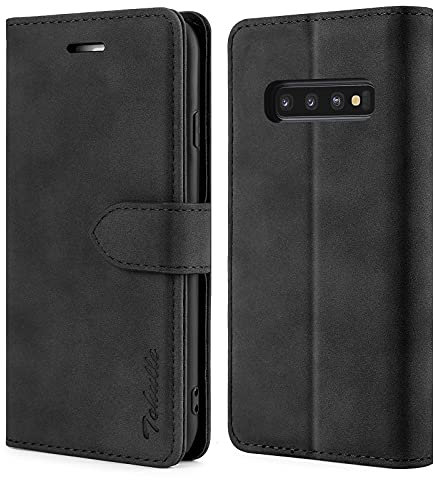 TOHULLE Case for Samsung Galaxy S10, Premium PU Leather Wallet Case with Card Holder Kickstand Magnetic Closure Protective Flip Folio Case Cover Compatible with Samsung Galaxy S10 - Black