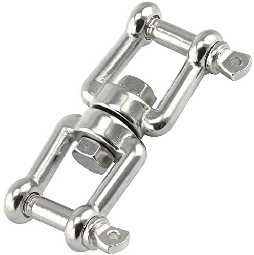OPIOL QUALITY® Wirbel Gabel - Gabel Ø 6 mm aus Edelstahl A4 V4A (1 Stück) Ankerwirbel Wirbelschäkel Kettenwirbel Drehwirbel Schäkel Doppelwirbel Wetterbeständig Öse Ösen