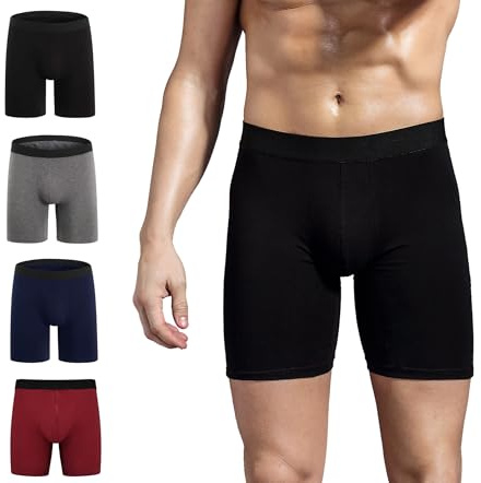 ZLYC Herren Lange Bein Baumwolle Boxershorts Unterwäsche, 3/4 Pack | Boxershorts gegen Scheuern,weich,atmungsaktiv,Multipack,ohne Etikett,einfarbig und mit Camouflage-Mustern
