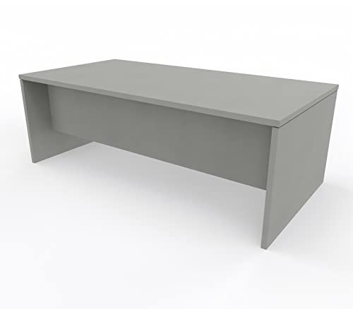 Tickoffice Scrivania 70/80 120 140 160 180 ufficio e casa camera porta pc gaming pannellata in legno made in italy stabile e robusta (180 x 80 cm, Grigio)