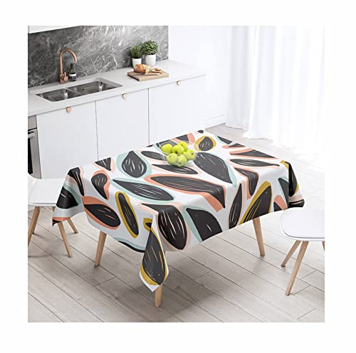 EHOMERY Tischdecken Set Wohnzimmer Tischwäsche Landhaus Schwarze Blütenblätter Tischdecken Zum Besticken Arbeit Tisch Decken Stil 5 Tischschutz Dekoration 100X140Cm