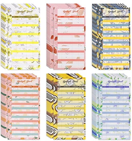 Set di 36 Fogli di Budget A6 a 6 Fori - Serie di Frutta, Soffiatore, Tracker, Organizer per Contanti per Notebook