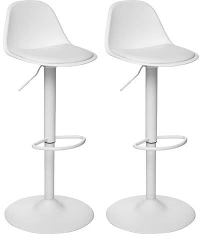 UNIVERSDECOR Aiko Atmosphera Barhocker, skandinavischer Stil, Weiß, 2 Stück