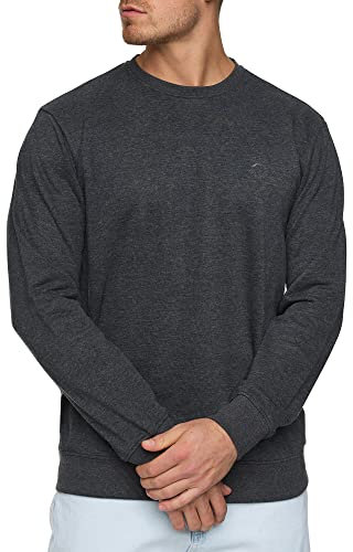 Indicode Herren Holt Sweatshirt aus Baumwollmischung | Sweater mit RIPP-Bündchen Pullover für Männer Charcoal Mix, S