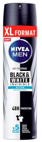 6er Pack - Nivea Men Deospray - Invisible Black & White Active - 250ml