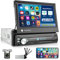 1G+16G Android Single Din Flip Out Touch Screen Car Stereo, 7 inch 1 Din Radio Support Wi-Fi/Mirror Link/Bluetooth/SWC/USB/FM Radio + Backup Camera + Mic