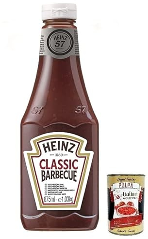 Heinz Salsa Barbecue BBQ Sauce,Sauce mit Rauchigen Geschmack,875ml Squeeze Flasche + Italian Gourmet Polpa di Pomodoro 400g Dose