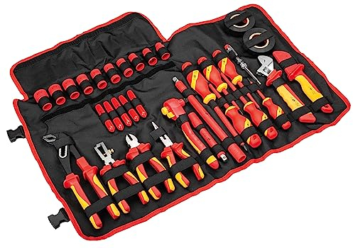 Powerbuilt 33-Piece VDE Tool Set, Insulated Ratchet, Screwdrivers, Sockets, Acessories, High-Voltage Electrical and Hybrid Vehicles, Home Repair, Certified High-Quality - 642938