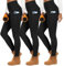 HIPOWER 3er Pack Thermoleggings Damen Mit Taschen Leggings Gefüttert Winter High Waist Fleece Warme Leggins Blickdicht Schwarz Sport Thermounterwäsche Laufhose Yogapants(A-Schwarz*3,S-M)