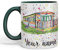 Vixar Personalised with Your Text Watercolour Caravan Static Holiday Homert Coloured Ceramic Mug Cup Gift 330ml 11oz Custom Work Office Tea Coffee (D Green)
